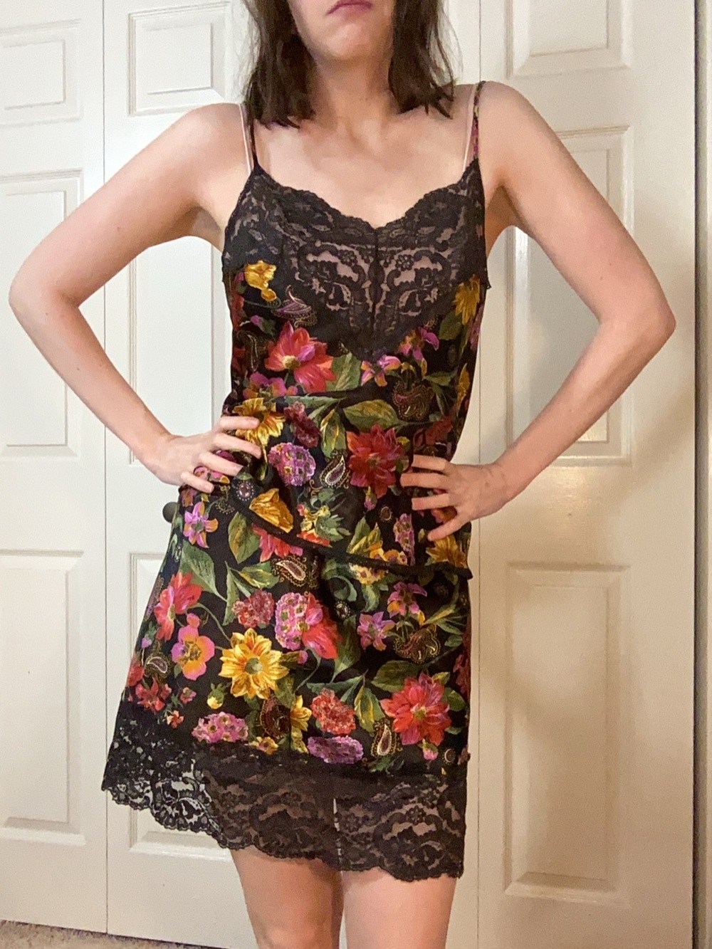 Vintage Vanity Fair Black Floral Lingerie Set